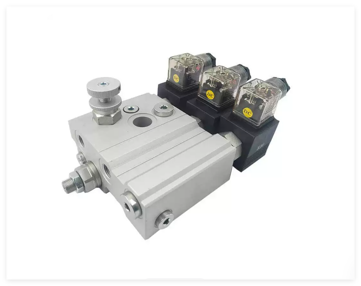 Hydraulic Center Manifold Valve Block Assembly with 3 Solenoid Valves for Truck Tail Lifts & Power Units