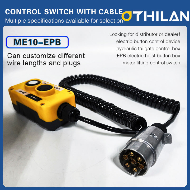 ME10-EPB Series Truck Tail Lift Pendant Control Switch with 3m Spiral Cable & 7-Pin Metal Plug